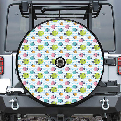 Cartoon Fish Pattern Print Tire Cover With Camera Hole