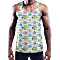 Cartoon Fish Pattern Print Men's Workout Tank Top