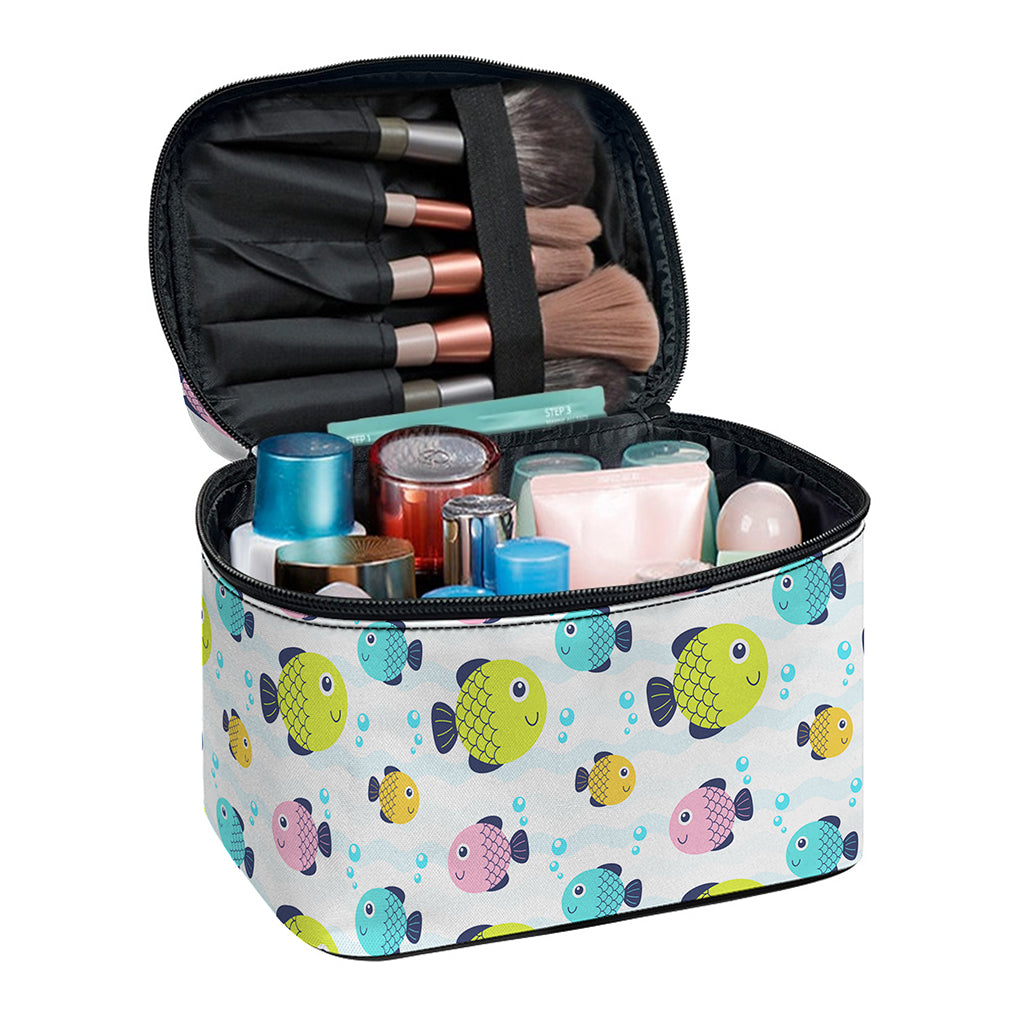 Cartoon Fish Pattern Print Travel Makeup Bag