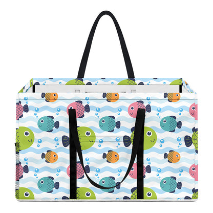 Cartoon Fish Pattern Print Utility Tote Bag