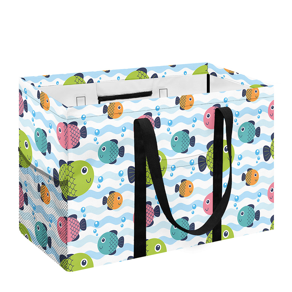Cartoon Fish Pattern Print Utility Tote Bag