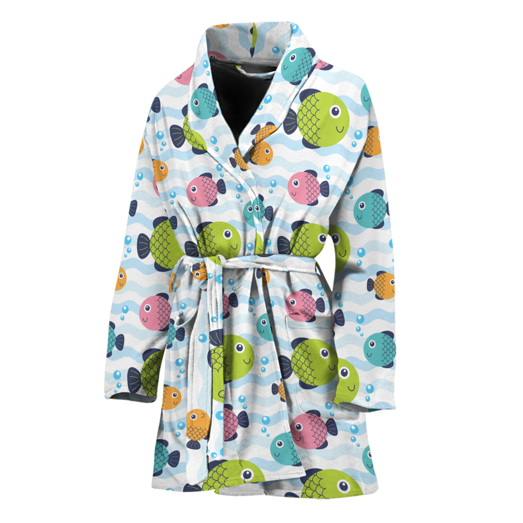 Cartoon Fish Pattern Print Women's Bathrobe