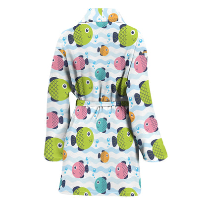 Cartoon Fish Pattern Print Women's Bathrobe