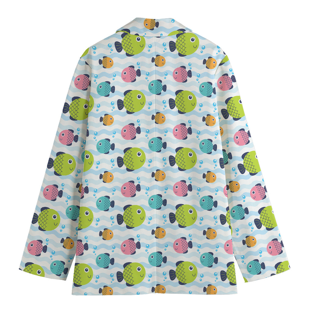 Cartoon Fish Pattern Print Women's Blazer