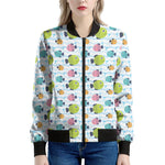 Cartoon Fish Pattern Print Women's Bomber Jacket