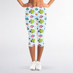 Cartoon Fish Pattern Print Women's Capri Leggings
