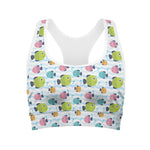 Cartoon Fish Pattern Print Women's Sports Bra