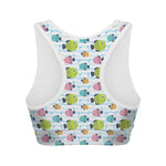 Cartoon Fish Pattern Print Women's Sports Bra