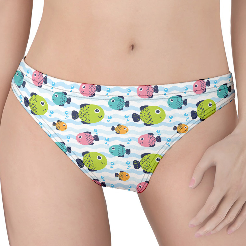 Cartoon Fish Pattern Print Women's Thong