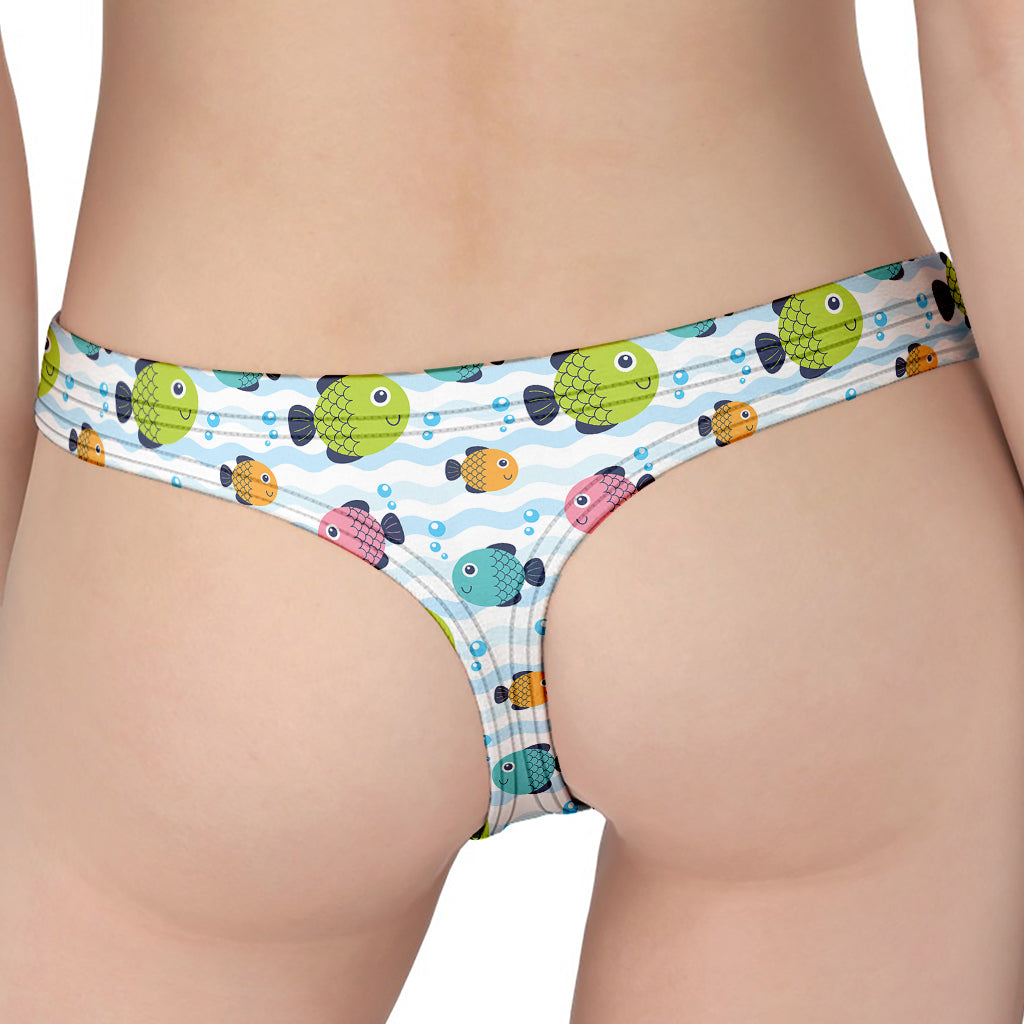 Cartoon Fish Pattern Print Women's Thong