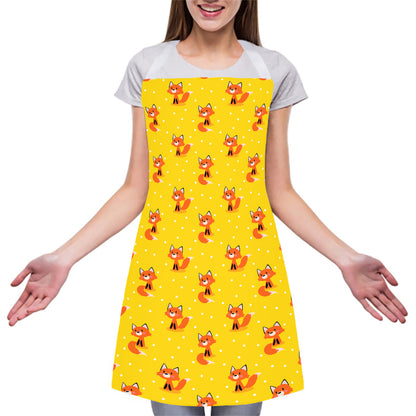 Cartoon Fox Pattern Print Adjustable Apron