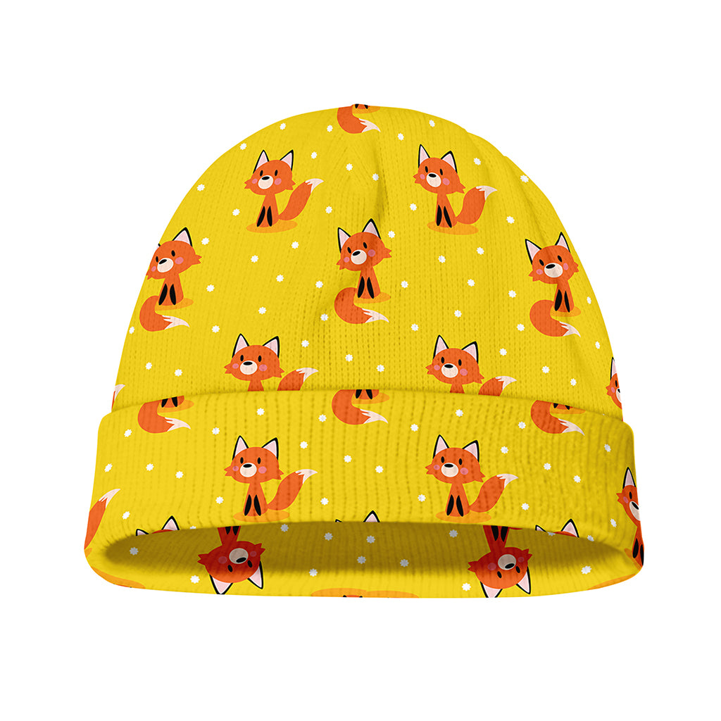 Cartoon Fox Pattern Print Beanie