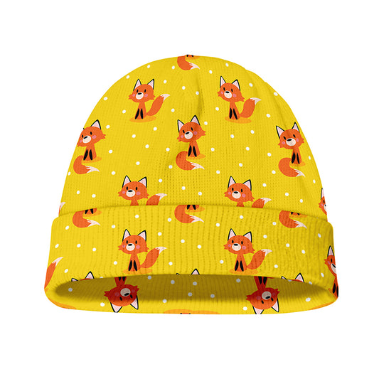 Cartoon Fox Pattern Print Beanie