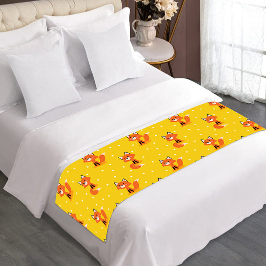 Cartoon Fox Pattern Print Bed Runner
