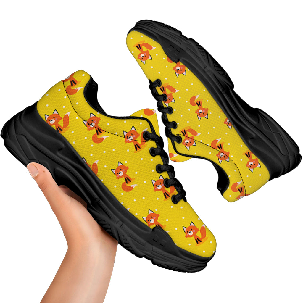 Cartoon Fox Pattern Print Black Chunky Shoes – GearFrost
