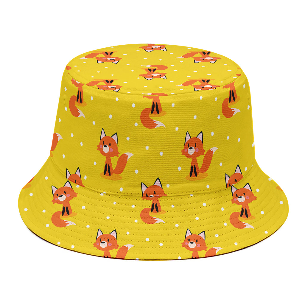 Cartoon Fox Pattern Print Bucket Hat