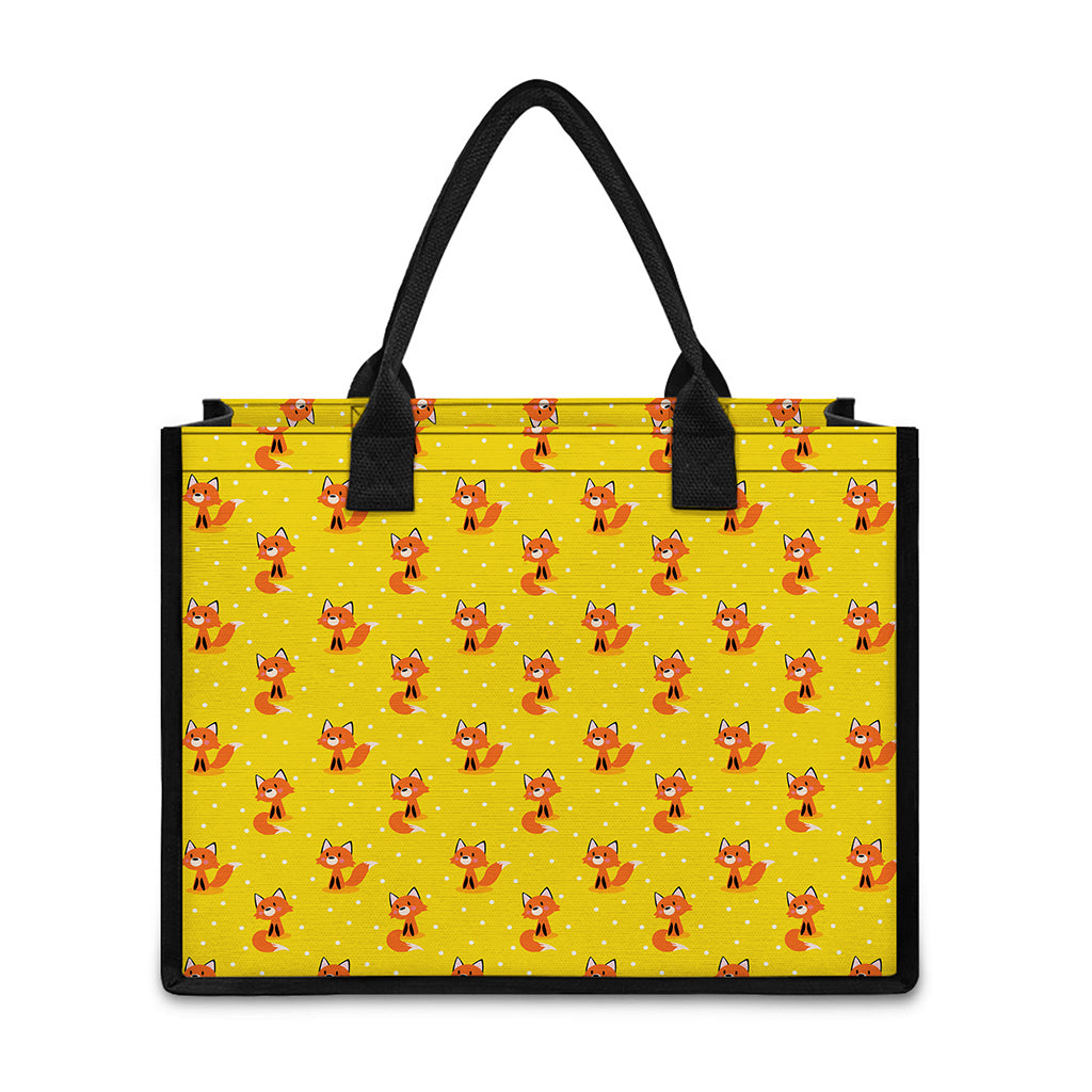 Cartoon Fox Pattern Print Canvas Tote Bag