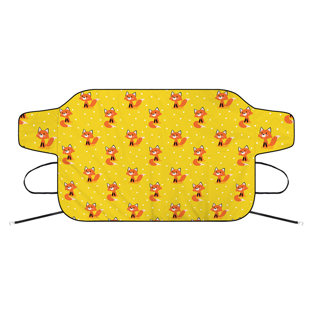 Cartoon Fox Pattern Print Car Windshield Snow Cover