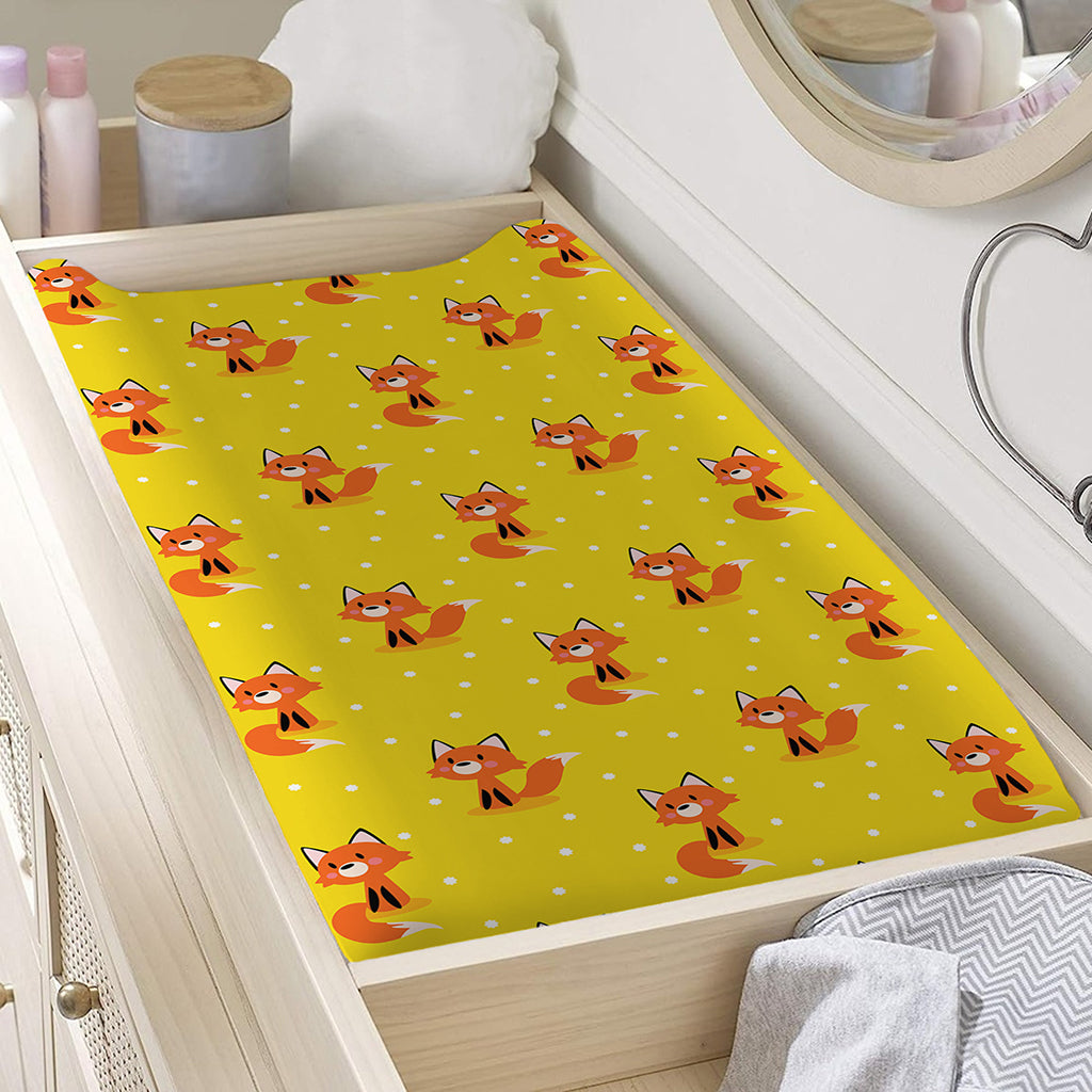Cartoon Fox Pattern Print Changing Pad Cover