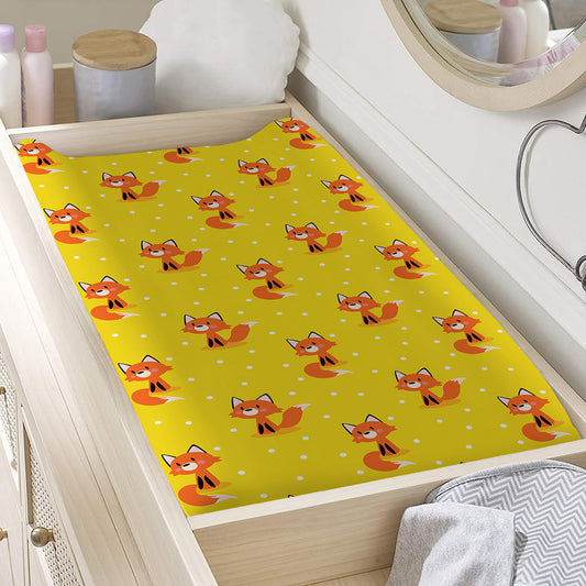 Cartoon Fox Pattern Print Changing Pad Cover