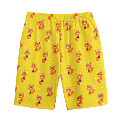 Cartoon Fox Pattern Print Cotton Shorts