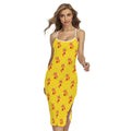 Cartoon Fox Pattern Print Cross Back Cami Dress