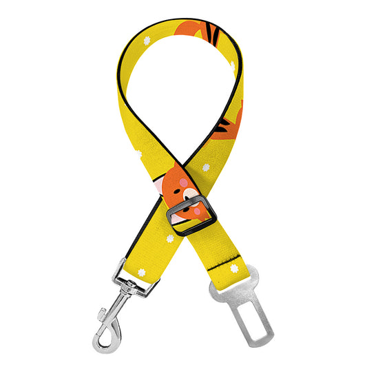 Cartoon Fox Pattern Print Dog Seat Belt
