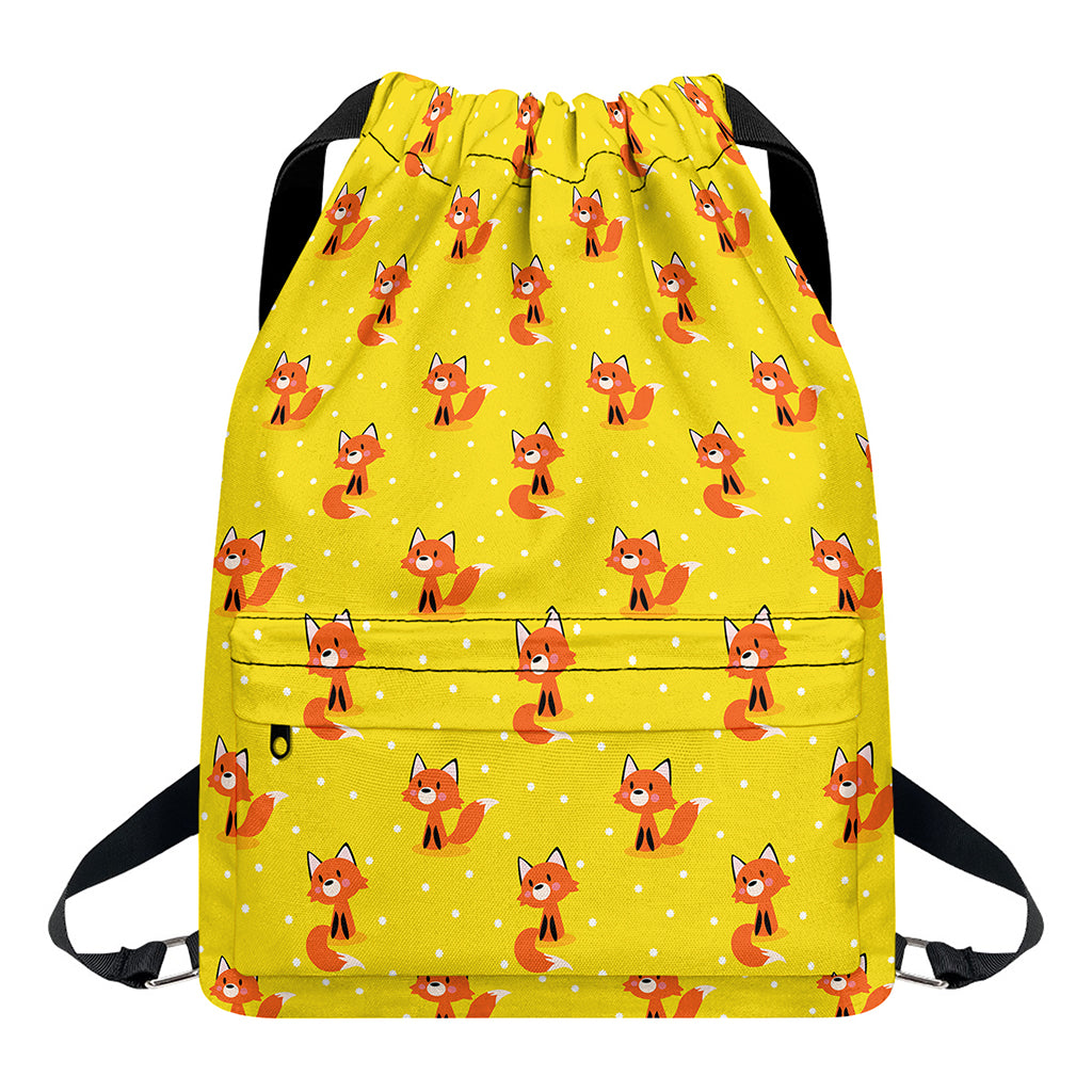 Cartoon Fox Pattern Print Drawstring Backpack