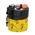 Cartoon Fox Pattern Print Drawstring Makeup Bag