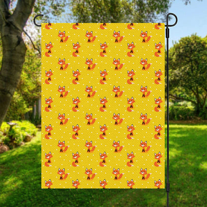 Cartoon Fox Pattern Print Garden Flag