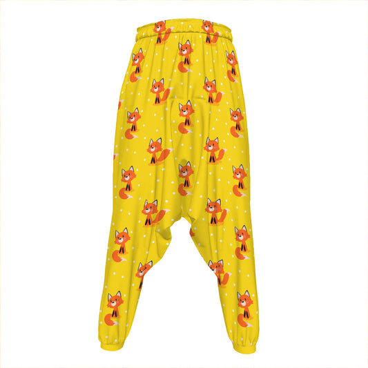 Cartoon Fox Pattern Print Hammer Pants