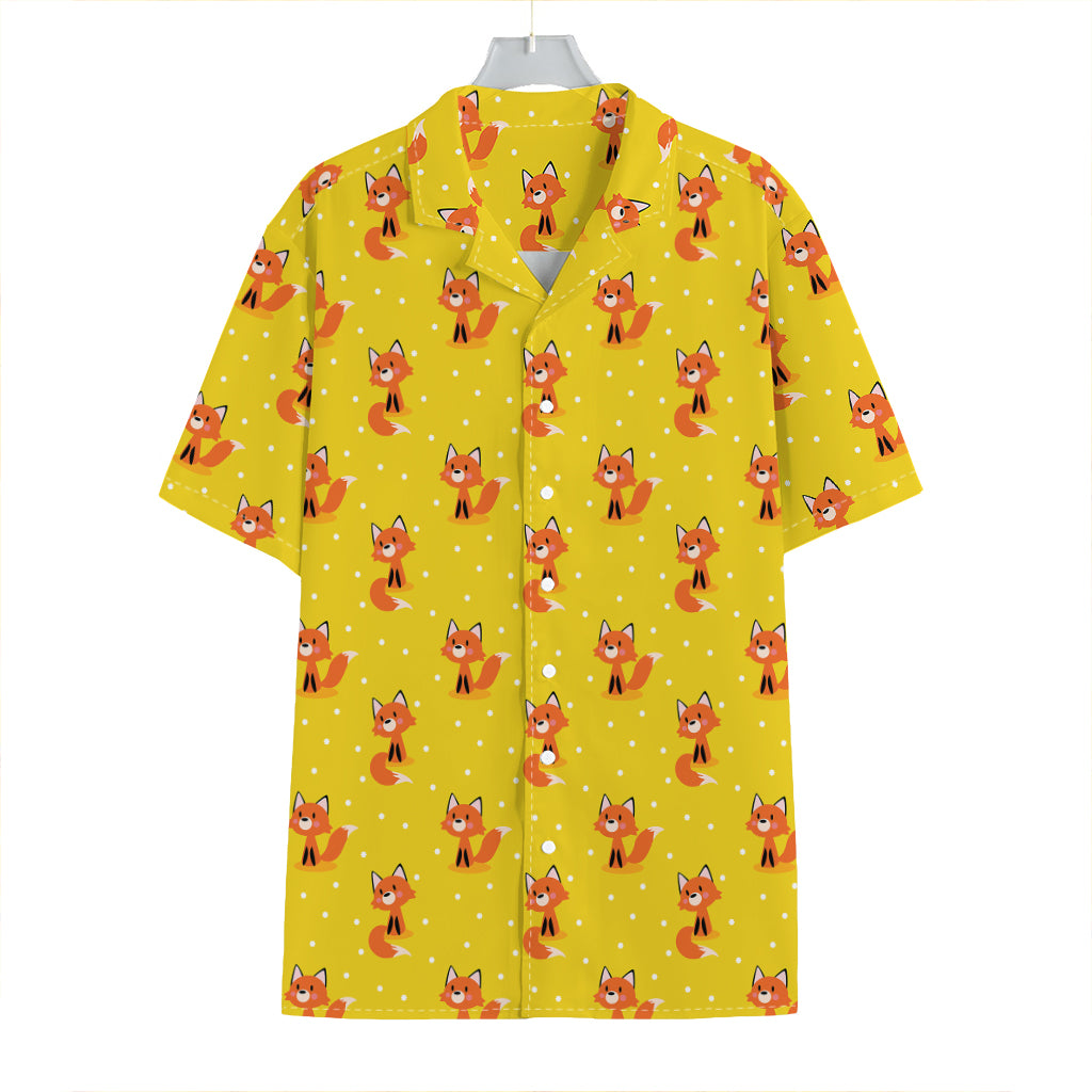 Cartoon Fox Pattern Print Hawaiian Shirt