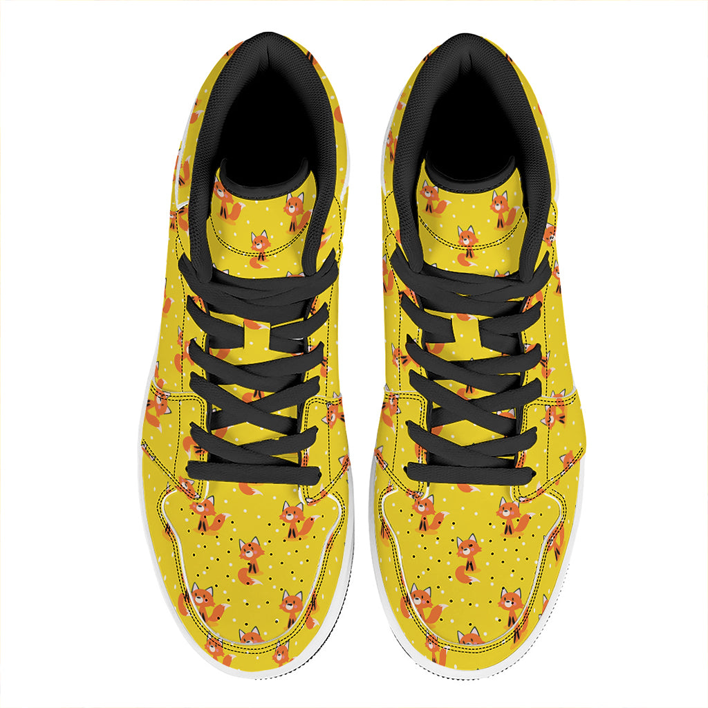 Cartoon Fox Pattern Print High Top Leather Sneakers
