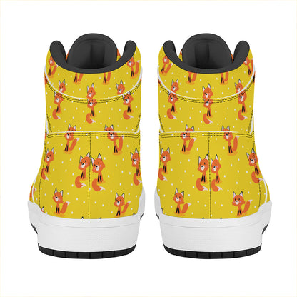 Cartoon Fox Pattern Print High Top Leather Sneakers