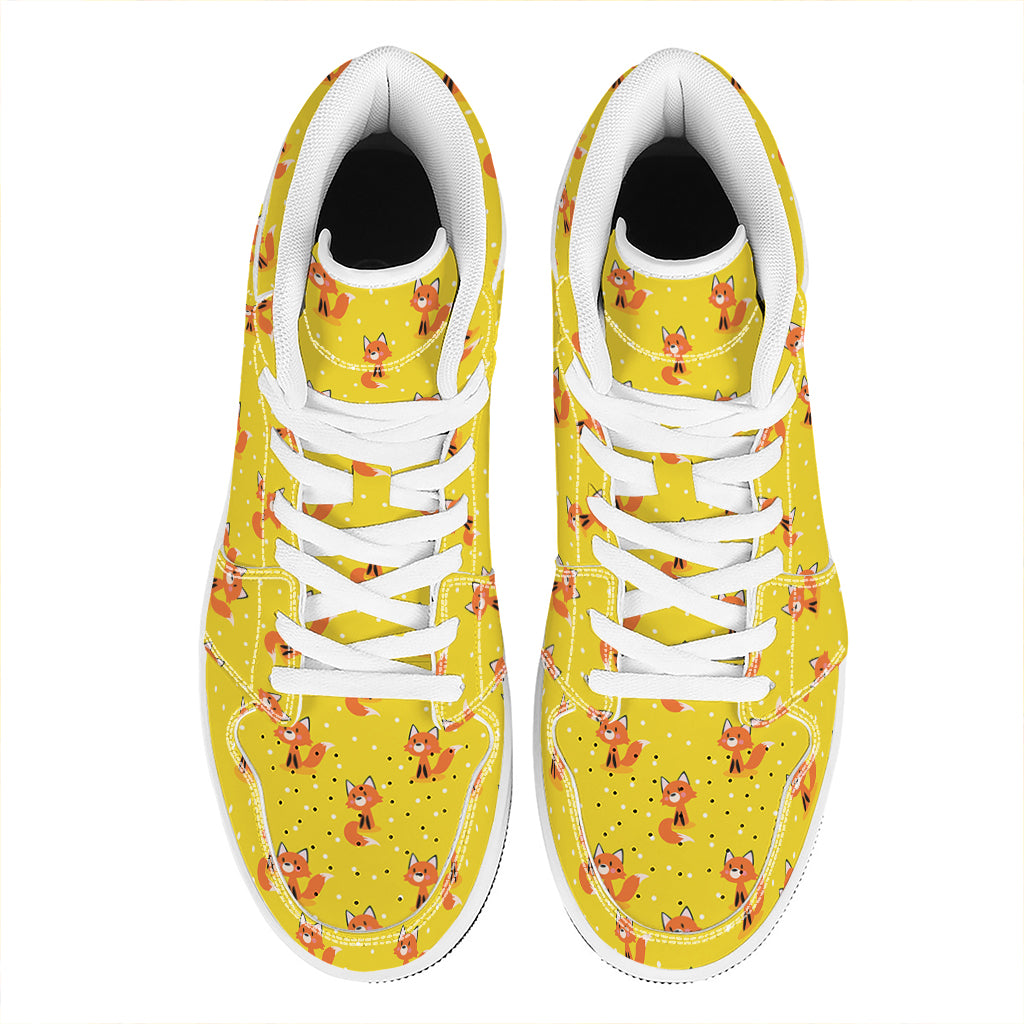 Cartoon Fox Pattern Print High Top Leather Sneakers