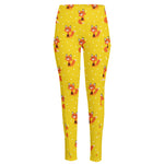 Cartoon Fox Pattern Print High-Waisted Pocket Leggings