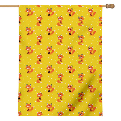 Cartoon Fox Pattern Print House Flag