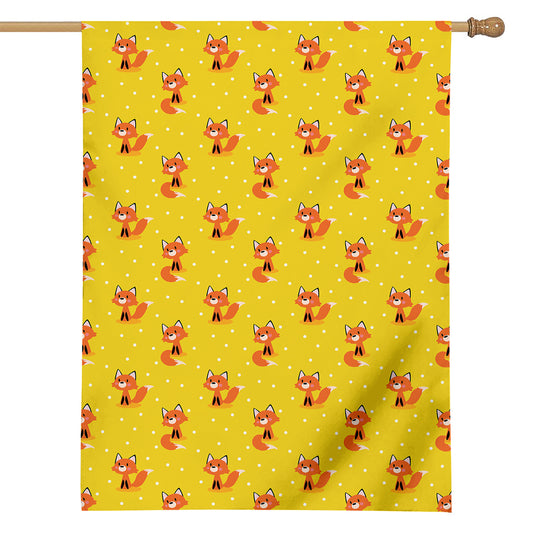 Cartoon Fox Pattern Print House Flag
