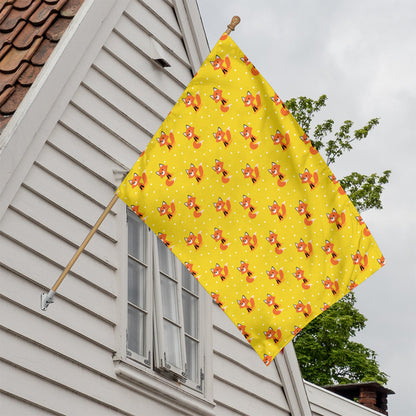 Cartoon Fox Pattern Print House Flag