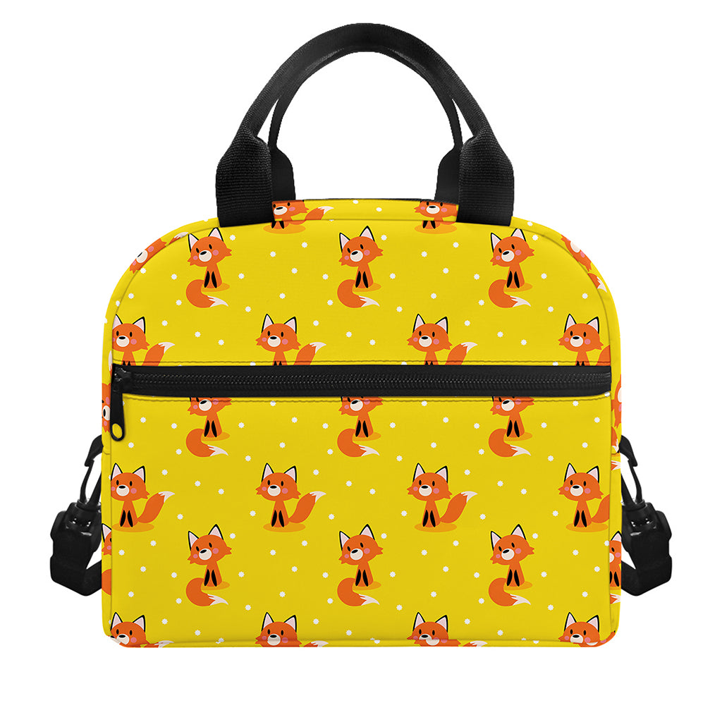 Cartoon Fox Pattern Print Insulated Lunch Bag