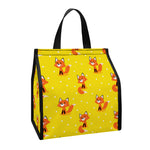 Cartoon Fox Pattern Print Insulated Lunch Tote
