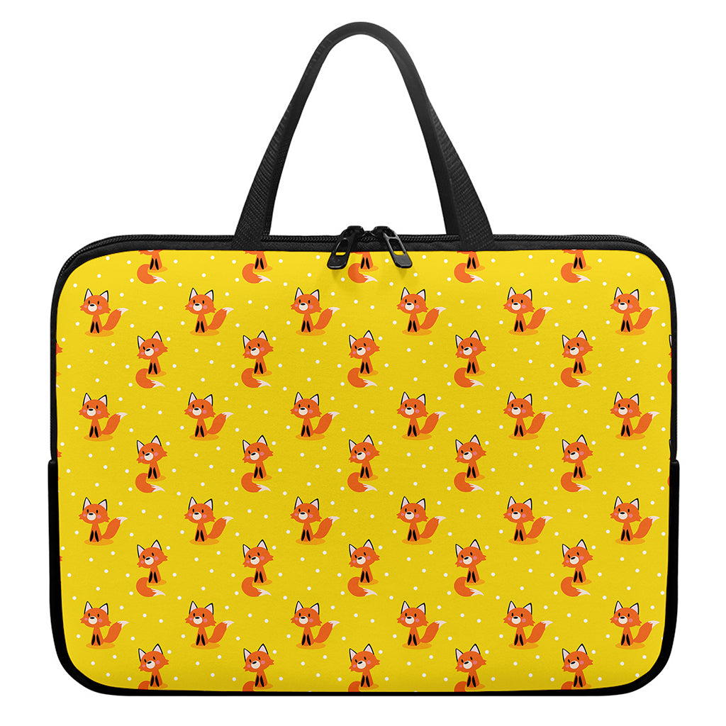 Cartoon Fox Pattern Print Laptop Sleeve With Handle