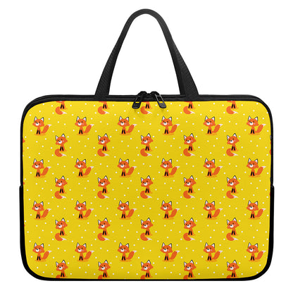 Cartoon Fox Pattern Print Laptop Sleeve With Handle