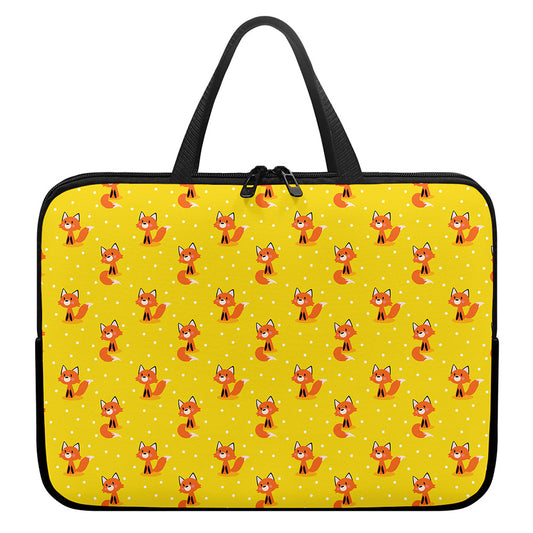 Cartoon Fox Pattern Print Laptop Sleeve With Handle