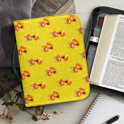 Cartoon Fox Pattern Print Leather Bible Cover