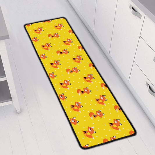 Cartoon Fox Pattern Print Long Kitchen Mat