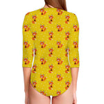 Cartoon Fox Pattern Print Long Sleeve Swimsuit