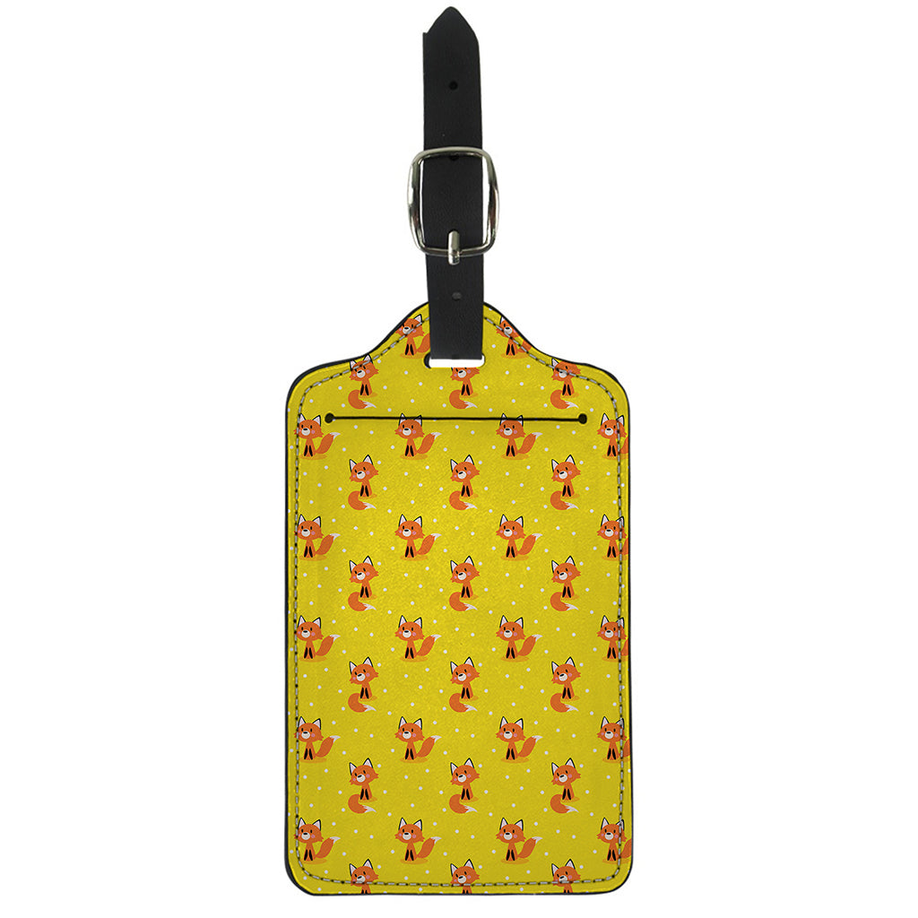 Cartoon Fox Pattern Print Luggage Tag