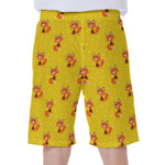 Cartoon Fox Pattern Print Men's Beach Shorts
