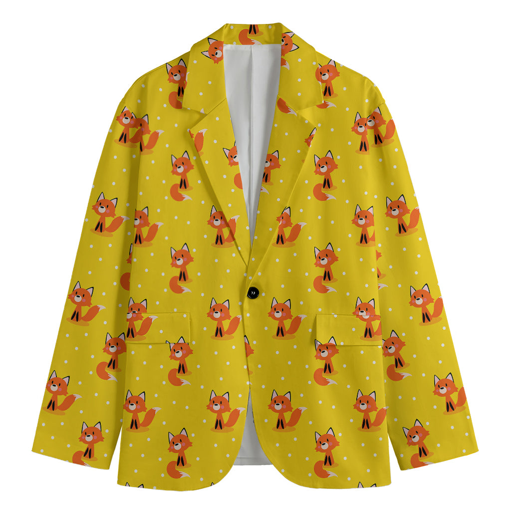 Cartoon Fox Pattern Print Men's Blazer